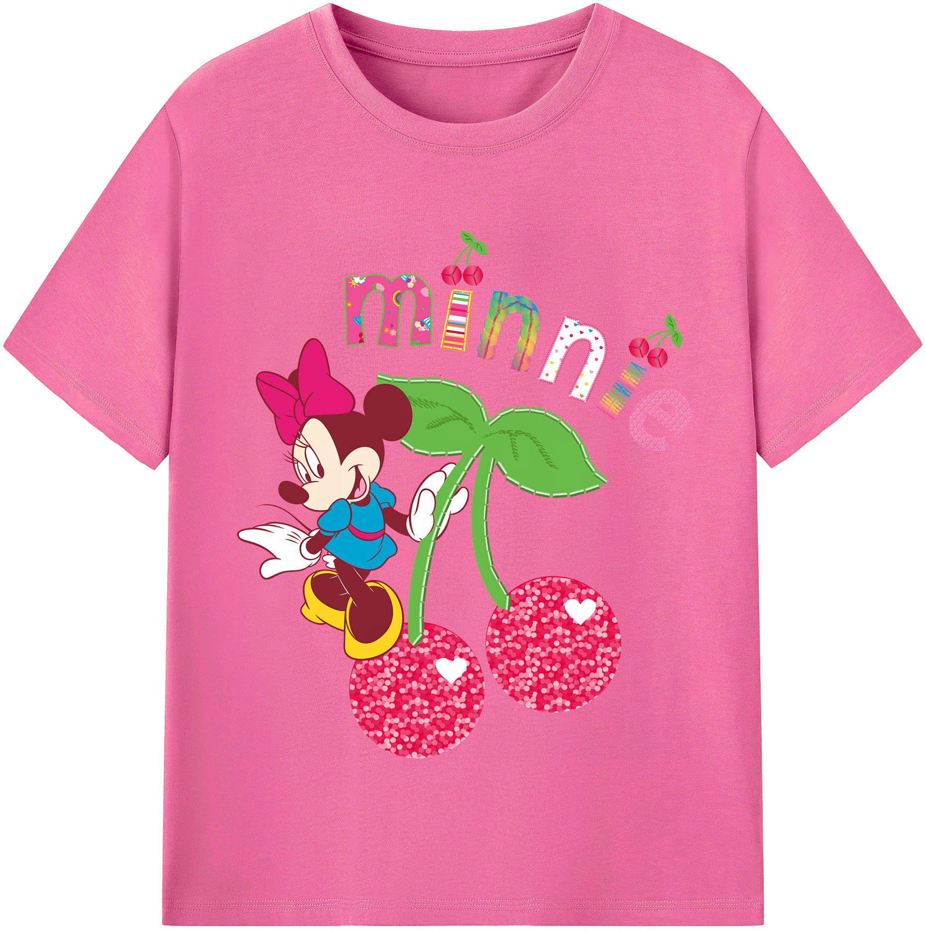 （画像用） ミッキーマウス Mickey Mouse レディースカジュアルプリントTシャツ（綿100％）